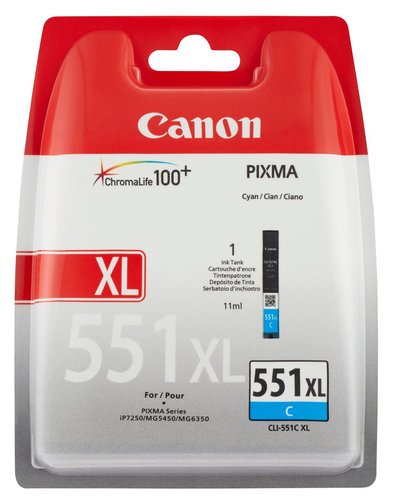 [1418450] CANON - Cartuchos ORIGINALES Inyección De Tinta CLI-551XL Cyan (Ref.6444B004)