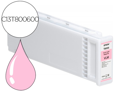 [2160942] EPSON - Ink-jet singlepack vivid light magenta t800600 ultrachrome pro 700ml (Ref. C13T800600)