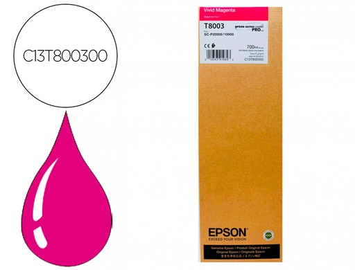 [2160943] EPSON - Ink-jet singlepack vivid magenta t800300 ultrachrome pro 700ml (Ref. C13T800300)