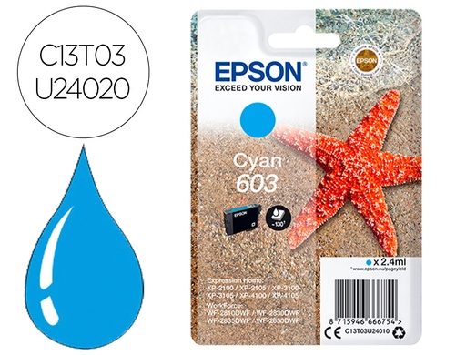[2160803] EPSON - Ink-jet cian std estrella de mar 1 603 rf / am single (Ref. C13T03U24020)