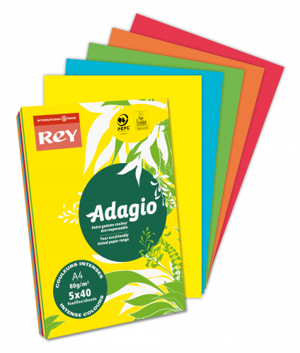 ADAGIO - PAQUETE 500H PAPEL 80GR A4 ROJO INTENSO (Ref.156244)