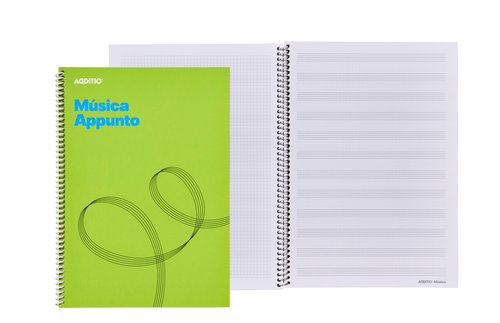 ADDITIO - BLOC de MUSICA APPUNTO 12 PENTAGRAMAS A4 ESPIRAL PAGINAS ALTERNAS CUADRICULADA (Ref.M12)