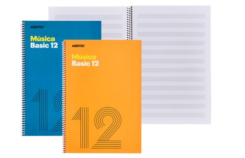 ADDITIO - BLOC de MUSICA BASIC 12 PENTAGRAMAS Fº ESPIRAL (Ref.M14)