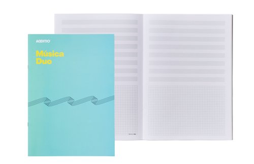 ADDITIO - BLOC de MUSICA DUO 8 PENTAGRAMAS A4 CON CUADRICULA INFERIOR PARA ANOTACIONES (Ref.M08)