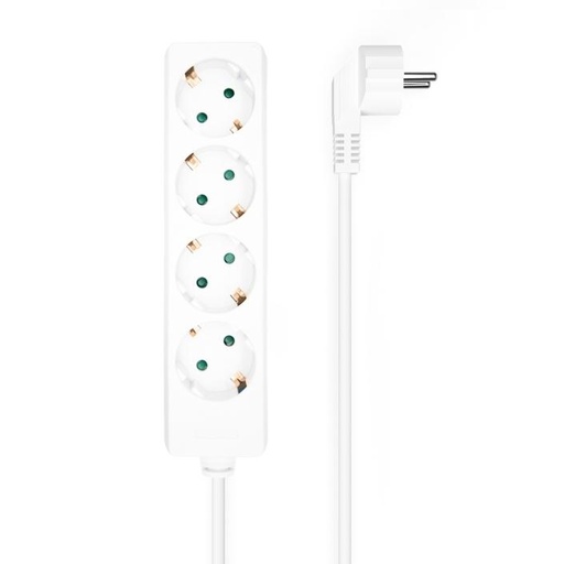 AISENS - Base multiple 4 tomas sin interruptor con cable 3x1.5mm2, blanco, 1.4m (Ref.A154-0533)