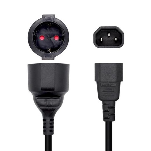 AISENS - CABLE ALIMENTACIÓN 16A, C14/M A CEE7/H, 25CM (Ref.A132-0467)