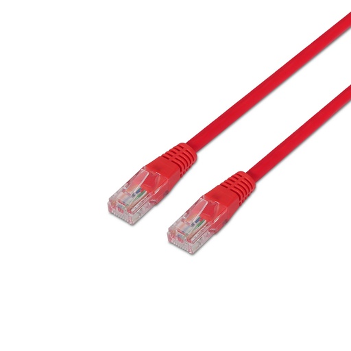 AISENS - CABLE DE RED LATIGUILLO RJ45 CAT.5E UTP AWG24, ROJO, 0.5M (Ref.A133-0187)