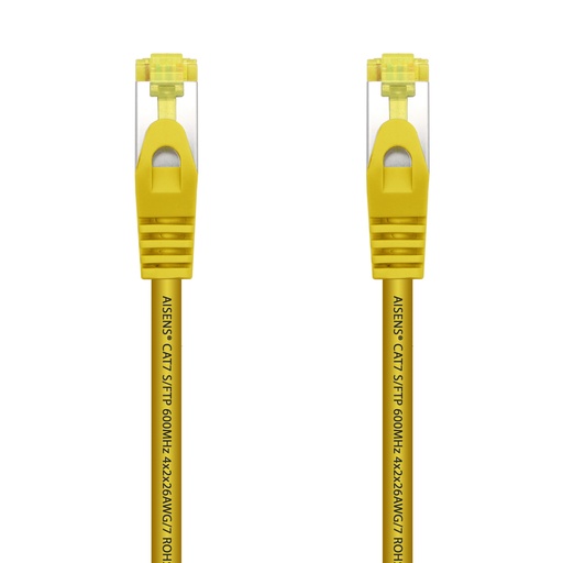 AISENS - CABLE DE RED LATIGUILLO RJ45 LSZH CAT.7 600 MHZ S/FTP PIMF AWG26, AMARILLO, 25CM (Ref.A146-0472)