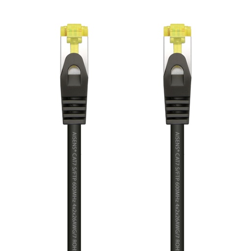 AISENS - CABLE DE RED LATIGUILLO RJ45 LSZH CAT.7 600 MHZ S/FTP PIMF AWG26, NEGRO, 0.5M (Ref.A146-0485)