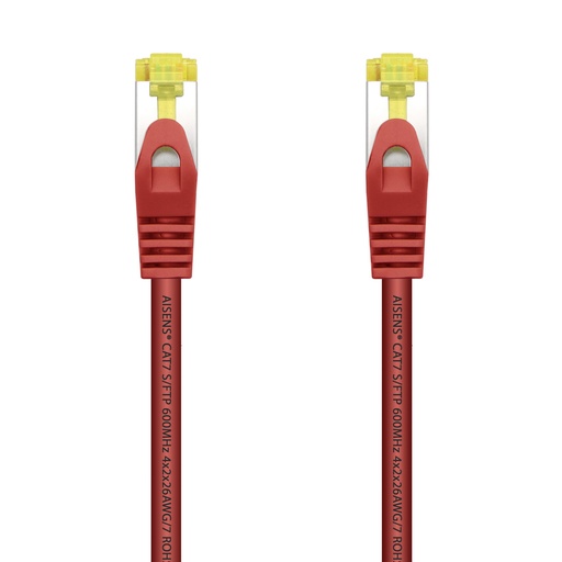 AISENS - CABLE DE RED LATIGUILLO RJ45 LSZH CAT.7 600 MHZ S/FTP PIMF AWG26, ROJO, 0.5M (Ref.A146-0469)