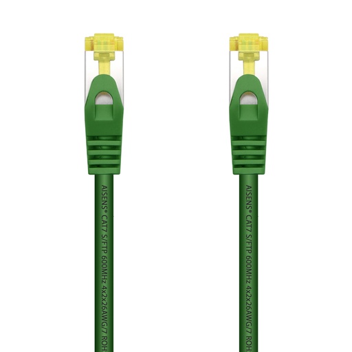 AISENS - CABLE DE RED LATIGUILLO RJ45 LSZH CAT.7 600 MHZ S/FTP PIMF AWG26, VERDE, 2.0M (Ref.A146-0483)