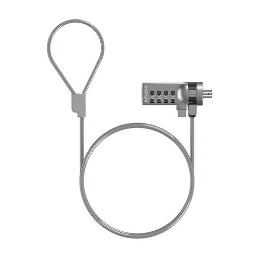 AISENS - CABLE DE SEGURIDAD CON CERRADURA DE COMBINACION PARA ORDENADOR, PORTATIL, MONITOR 1,5 M (Ref.ASLK-D40N01-SL)