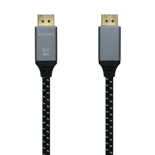 AISENS - CABLE DISPLAYPORT V1.4 8K@60HZ, DP/M-DP/M, GRIS/NEGRO, 2.0M (Ref.A149-0437)