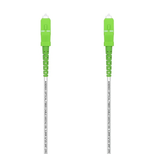 AISENS - Cable Fibra Optica Latiguillo G657A2 3.0 9/125 SMF SIMPLEX CPR DCA LSZH, SC/APC-SC/APC, BLANC (Ref.A152-0503)