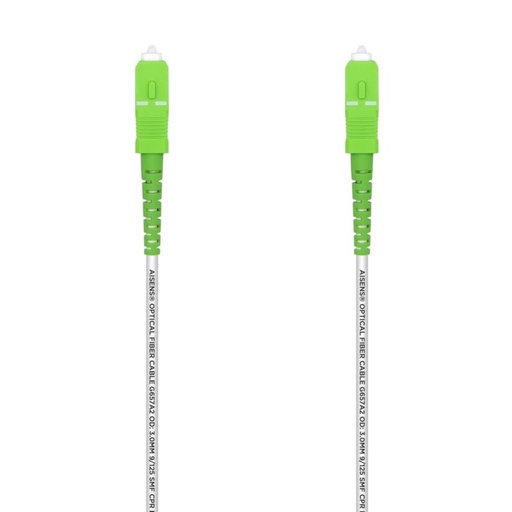 AISENS - CABLE FIBRA ÓPTICA LATIGUILLO G657A2 3.0 9/125 SMF SIMPLEX CPR DCA LSZH,SC/APC-SC/APC, BLANCO 1.0M (Ref.A152-0493)