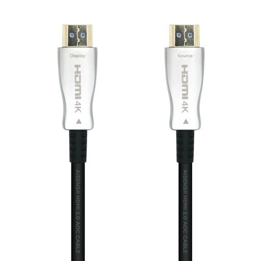 AISENS - CABLE HDMI V2.0 AOC PREMIUM ALTA VELOCIDAD / HEC 4K@60HZ 18GBPS, A/M-A/M, NEGRO, 15M (Ref.A148-0377)