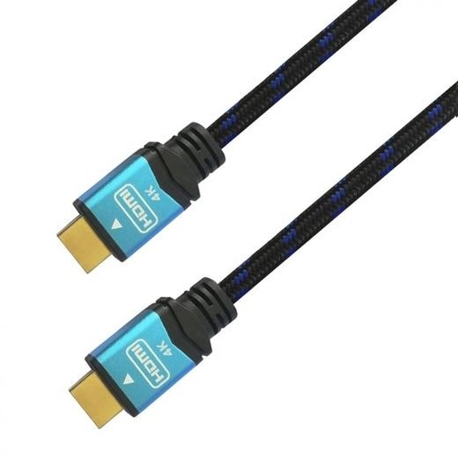AISENS - CABLE HDMI V2.0 PREMIUM ALTA VELOCIDAD / HEC 4K@60HZ 18GBPS, A/M-A/M, NEGRO/AZUL, 2.0M (Ref.A120-0357)