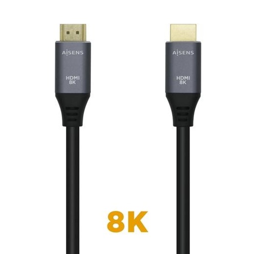 AISENS - CABLE HDMI V2.1 ULTRA ALTA VELOCIDAD / HEC 8K@60HZ 48GBPS, A/M-A/M, GRIS/NEGRO, 0.5M (Ref.A150-0425)