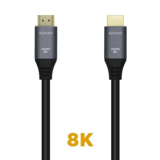 AISENS - CABLE HDMI V2.1 ULTRA ALTA VELOCIDAD / HEC 8K@60HZ 48GBPS, A/M-A/M, GRIS/NEGRO, 2.0M (Ref.A150-0428)