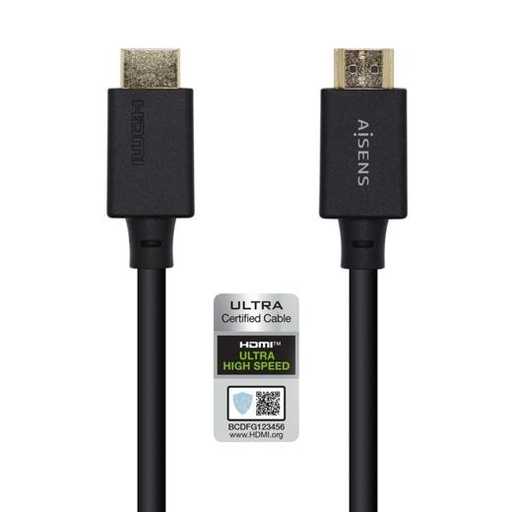 AISENS - CABLE HDMI V2.1 ULTRA ALTA VELOCIDAD / HEC 8K@60HZ 48GBPS, A/M-A/M, NEGRO, 0.5M (Ref.A150-0420)