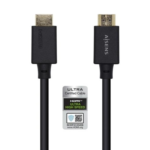 AISENS - CABLE HDMI V2.1 ULTRA ALTA VELOCIDAD / HEC CERTIFICADO 8K@60HZ 48GBPS, A/M-A/M, NEGRO, 1.0M (Ref.A150-0421)