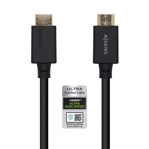 AISENS - CABLE HDMI V2.1 ULTRA ALTA VELOCIDAD / HEC CERTIFICADO 8K@60HZ 48GBPS, A/M-A/M, NEGRO, 3.0M (Ref.A150-0424)