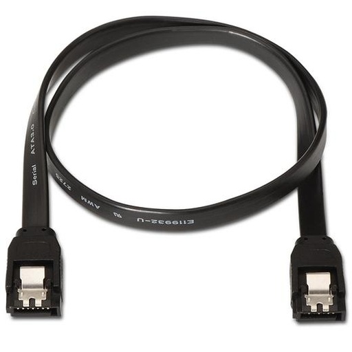 AISENS - CABLE SATA III DATOS 6G CON ANCLAJES NEGRO 0,5M (Ref.A130-0157)