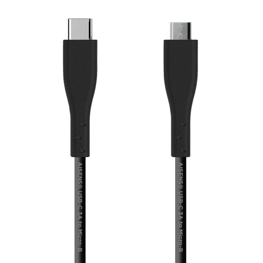 AISENS - CABLE USB 2.0 3A, TIPO USB-C/M-MICRO B/M, NEGRO, 1.0M (Ref.A107-0349)