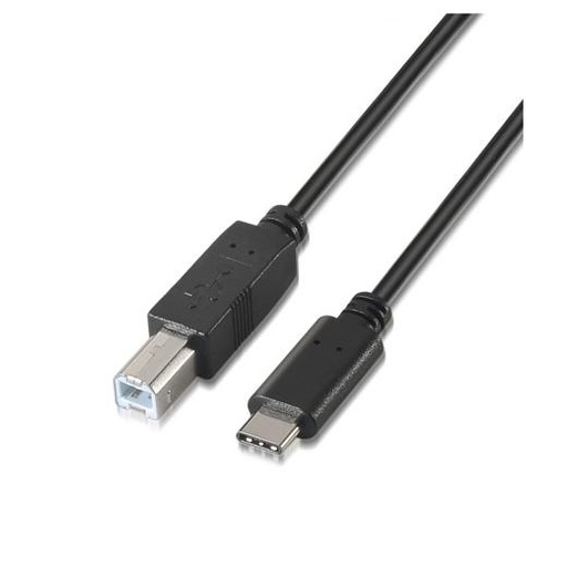 AISENS - CABLE USB 2.0 IMPRESORA 3A, TIPO USB-C/M-B/M, NEGRO, 1.0M (Ref.A107-0053)