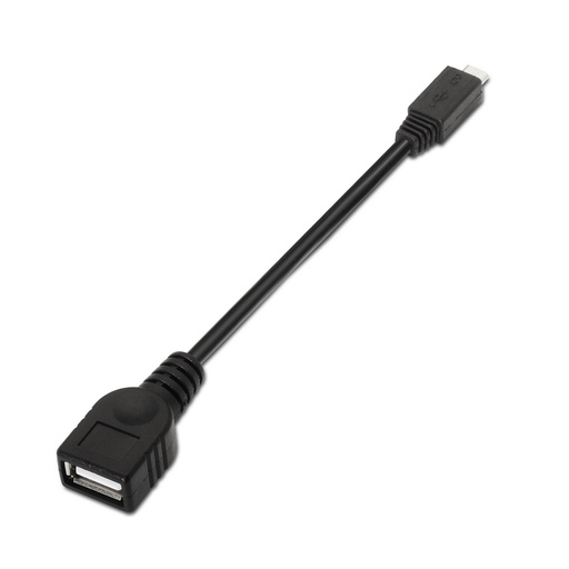 AISENS - CABLE USB 2.0 OTG, TIPO MICRO B/M-A/H, NEGRO, 15CM (Ref.A101-0031)