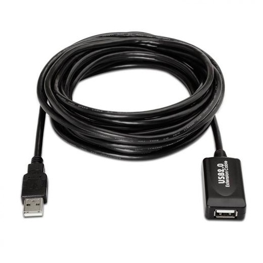 AISENS - CABLE USB 2.0 PROLONGADOR CON AMPLIFICADOR, TIPO A/M-A/H, NEGRO, 10M (Ref.A101-0019)