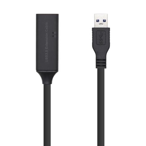 AISENS - CABLE USB 3.0 PROLONGADOR CON AMPLIFICADOR Y ALIM., TIPO A/M-A/H, NEGRO, 10M CABLE USB (Ref.A105-0409)