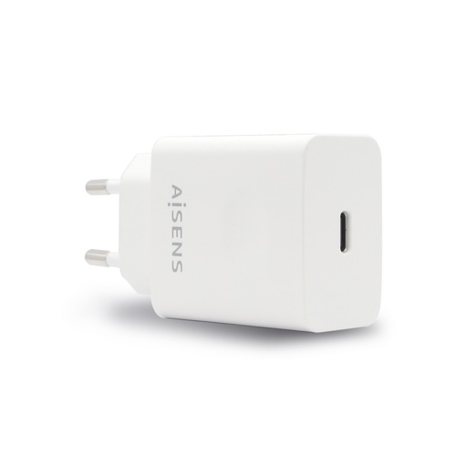 AISENS - CARGADOR USB-C PD3.0 1 PUERTO 1xUSB-C 20W, BLANCO (Ref.ASCH-1PD20-W)