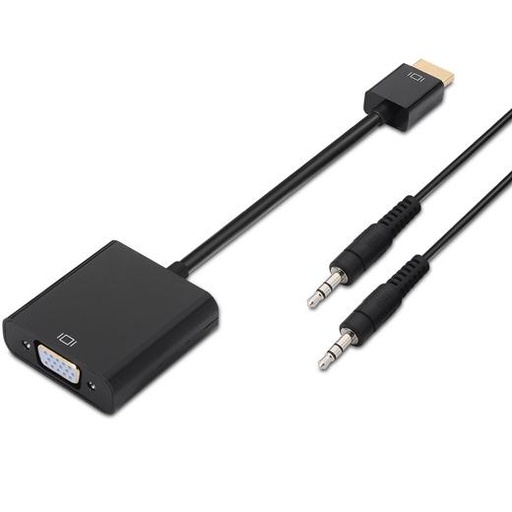 AISENS - CONVERSOR HDMI A SVGA + AUDIO, HDMI A/M - SVGA/H + JACK 3.5/H NEGRO 10CM+1,0M (Ref.A122-0126)