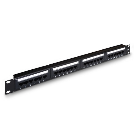 AISENS - PANEL DE PARCHEO DE 24 PUERTOS RJ45 CAT.5E UTP, 19 1U DUAL IDC, NEGRO (Ref.A141-0307)