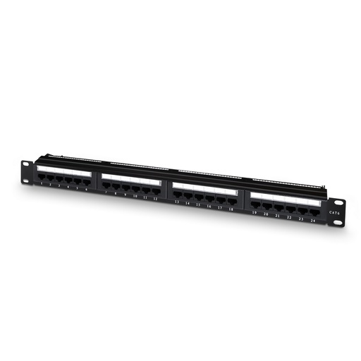 AISENS - PANEL DE PARCHEO DE 24 PUERTOS RJ45 CAT.6 UTP, 19 1U DUAL IDC, NEGRO (Ref.A141-0308)