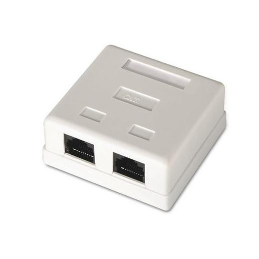 AISENS - ROSETA DE SUPERFICIE RJ45 CAT.6 UTP 2 TOMAS, BLANCO (Ref.A139-0302)