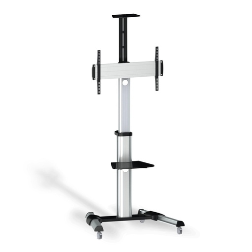 AISENS - SOPORTE DE SUELO PRO CON RUEDA, BANDEJA PARA DVD Y SOPORTE DE CÁMARA PARA MONITOR/TV 50KG D (Ref.FT70TRE-037)