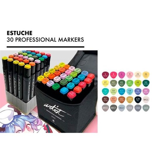 ALEX BOG - ESTUCHE DE LUJO 30 ROTULADORES LUXURY CANVAS GAMA ARTIST DOBLE PUNTA C/SURTIDOS (Ref.AB-0730)
