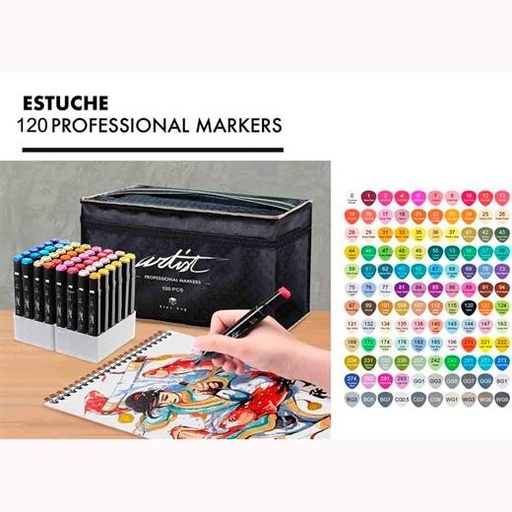 ALEX BOG - ESTUCHE MALETÍN 120 ROTULADORES LUXURY CANVAS GAMA ARTIST C/SURTIDOS (Ref.AB-1120)