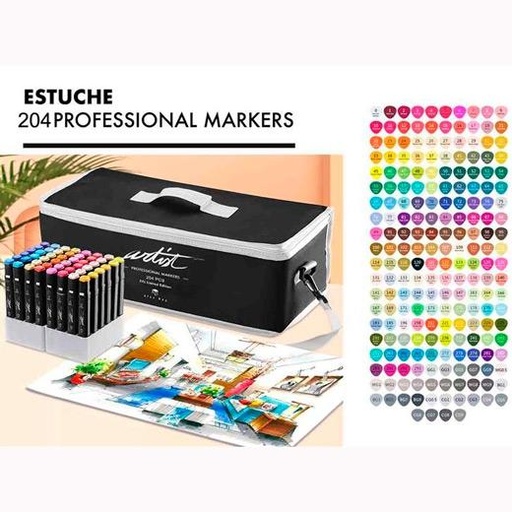 ALEX BOG - ESTUCHE MALETÍN 204 ROTULADORES LUXURY CANVAS GAMA ARTIST C/SURTIDOS (Ref.AB-1204)