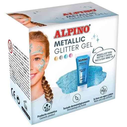 ALPINO - GEL CON PURPURINA METALLIC GLITTER CAJA 6U AZUL (Ref.DL000613)