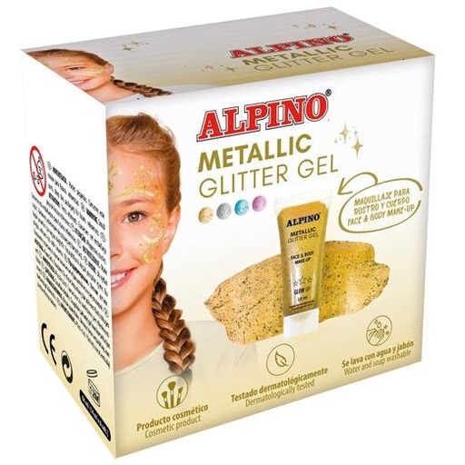 ALPINO - GEL CON PURPURINA METALLIC GLITTER CAJA 6U ORO (Ref.DL000612)