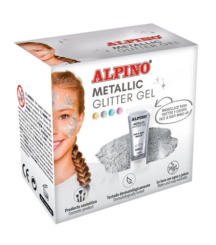 ALPINO - GEL CON PURPURINA METALLIC GLITTER CAJA 6U PLATA (Ref.DL000611)