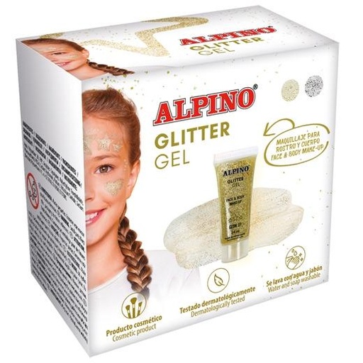 ALPINO - GEL TRANSPARENTE CON PURPURINA GLITTER CAJA 6U ORO (Ref.DL000616)