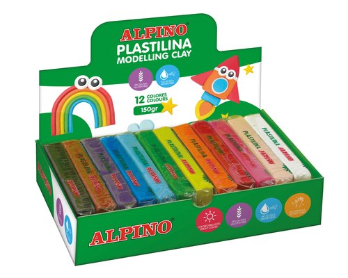 ALPINO - PLASTILINA STANDARD 150.GR CAJA 12 SURTIDAS (Ref.DP000918)