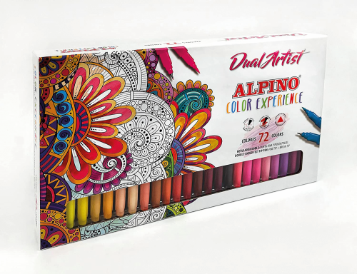ALPINO - ROTULADOR DUAL ARTIST DOBLE PUNTA COLOR EXPERIENCE ESTUCHE DE 72 UNIDADES COLORES SURTIDOS (Ref.AR000197)