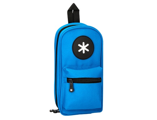 ANTARTIK - BOLSO ESCOLAR PORTATODO FORMA DE MOCHILA CON BOLSILLO Y 4 DEPARTAMENTOS COLOR AZUL 230X50X120 MM (Ref.TK48)