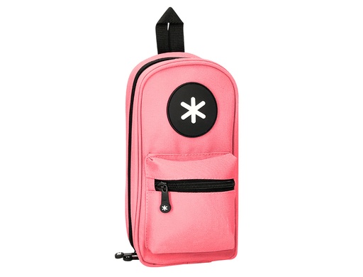 ANTARTIK - BOLSO ESCOLAR PORTATODO FORMA DE MOCHILA CON BOLSILLO Y 4 DEPARTAMENTOS COLOR CORAL 230X50X120 MM (Ref.TK49)
