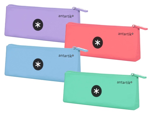 ANTARTIK - BOLSO ESCOLAR PORTATODO SILICONA TRIANGULAR COLORES SURTIDOS PASTEL CELESTE CORAL LAVANDA Y MENTA (Ref.TK58)